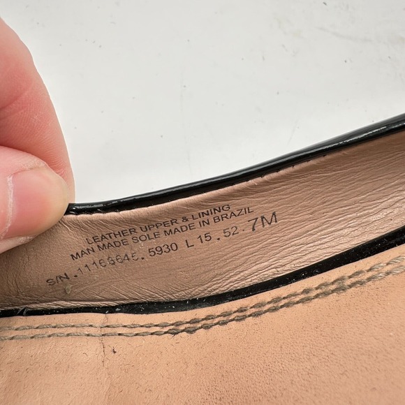 Tory Burch Lowell Wedge Heels Womens 7M Black Patent Leather Peep Toe Luxury CEO - Picture 9 of 10